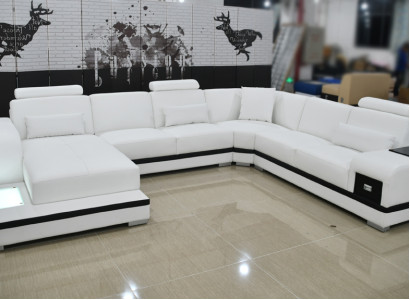 Design Leather Sofa Sofa Modern Upholstery Leather Corner sofa Couch Textile Living landscape