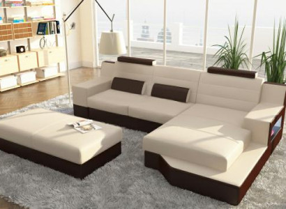 Designer Corner sofa Leather Textile Upholstery Suite Sofa Couch Living landscape