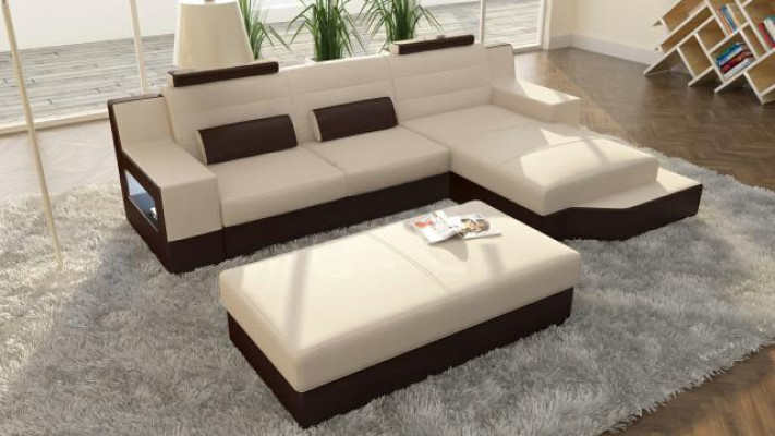 Designer Corner sofa Leather Textile Upholstery Suite Sofa Couch Living landscape