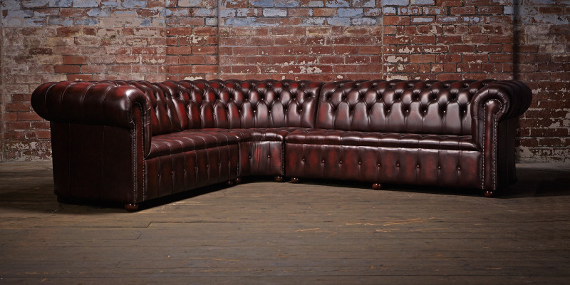Chesterfield leather sofa Corner sofa Sofa Upholstery Corner Seat Suite 100% Leather