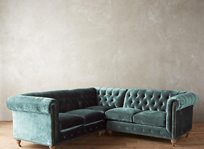 Corner sofa Chesterfield Leather Sofa Sofa Couch Textile Fabric Upholstery Corner new