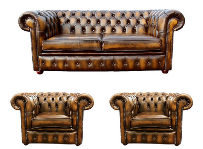 Chesterfield Leather Sofa 2+1+1 Textile Couch Fabric Upholstery Sofa Suite