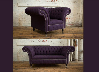 2+1 Sofa set Chesterfield Textile Sofa Couches Upholstery Set Sets
