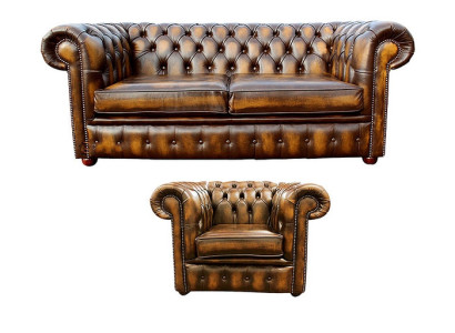 Chesterfield Decor Sofa Couch Upholstery Leather Textile Sofa set 2+1 Upholstery