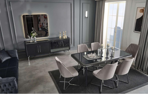 Complete e Dining room Furniture Designer Sideboard Luxury Dining table 4x Chairs