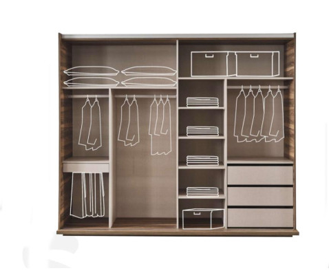 Modern Bedroom Furniture Upholstery Double bed Wood Bedside tables Wardrobe