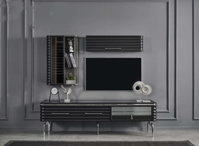 Modern living room set designer TV wardrobe luxury 2x wall cabinets 3 pieces