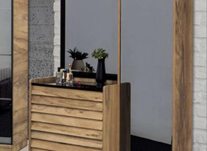 Brown High Chest of Drawers with Mirror Designer Bedroom Console 2-piece set