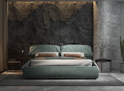 Green Bedroom Bed Designer Double bed luxury material wooden frame