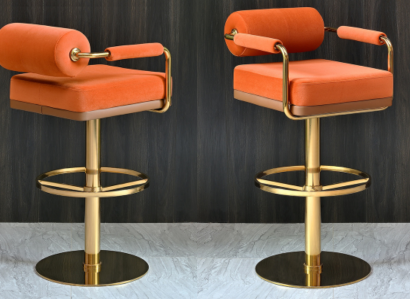 Orange bar chair stainless steel seater elegant single-seater modern lounge furniture