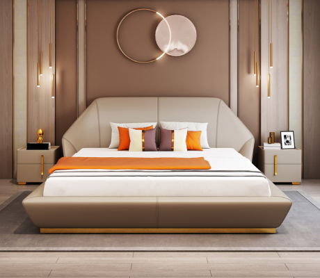 Modern White Double bed Bedroom Beds Designer Furniture Wooden Frame