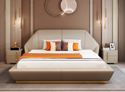 Modern White Double bed Bedroom Beds Designer Furniture Wooden Frame