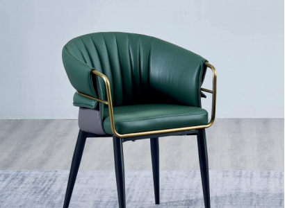 Green dining room chair designer wooden feet faux leather chairs stainless steel Furniture