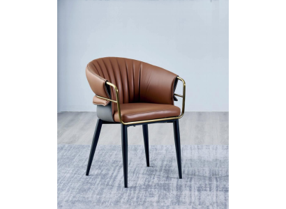 Brown Leather Chair Designer Dining room Furniture Wooden Chairs Textile Chairs