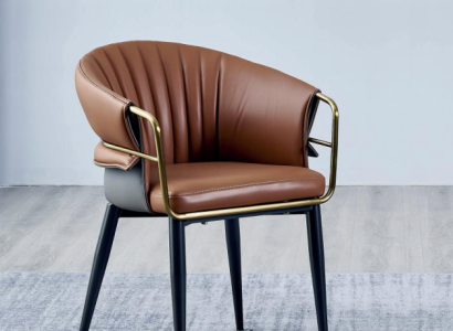 Brown Leather Chair Designer Dining room Furniture Wooden Chairs Textile Chairs