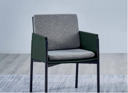 Gray Armrest Chair Stylish Single Seater Luxury Upholstered Chair Modern