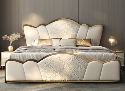 Bedroom furniture l Stylish White Double bed Modern leather beds