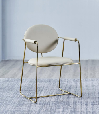 White Dining room Chair Designer Stainless Steel Chair Single Seater Modern Furniture