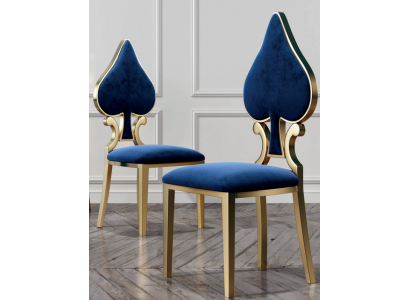 Blue -Golden Dining room chair Modern Single Seat Upholstery and Wood Chairs