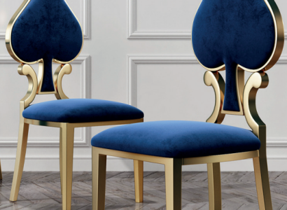 Blue -Golden Dining room chair Modern Single Seat Upholstery and Wood Chairs