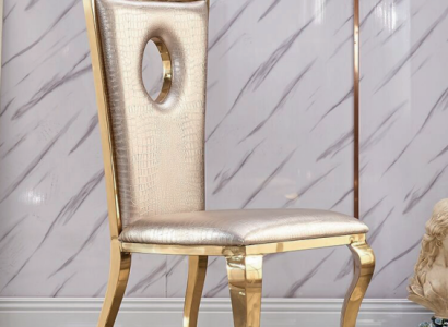 Beige Dining room chair Modern single seater faux leather chair stainless steel Furniture