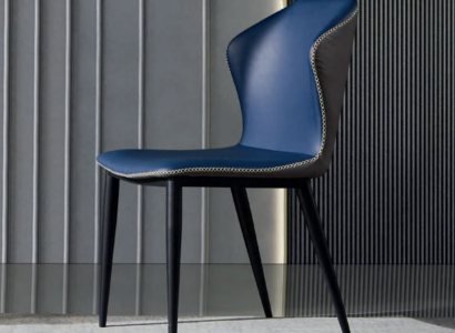 Black-Blue Dining room chair Wooden feet Stylish faux leather chairs Chair