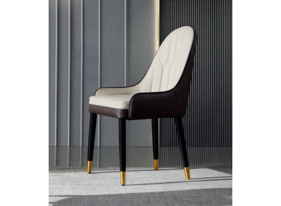 Black -White Dining room chair Design Faux Leather Chairs Modern Wooden Chairs