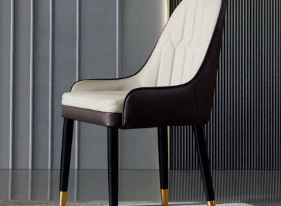 Black -White Dining room chair Design Faux Leather Chairs Modern Wooden Chairs