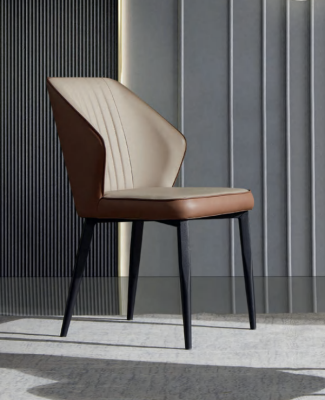 Brown armchairs Noble dining room seating furniture Wooden chairs Luxury textile furniture