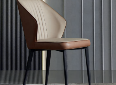 Brown armchairs Noble dining room seating furniture Wooden chairs Luxury textile furniture