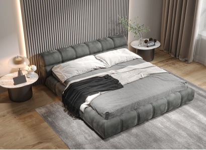 Low Gray Bedroom Bed Designer Double bed Modern Style