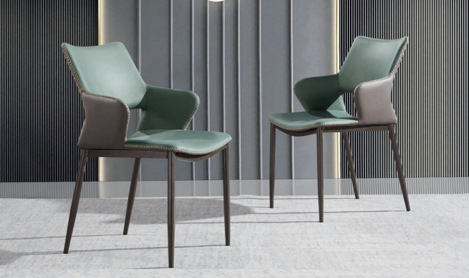 Brown-green Wood Dining chairs Designer wooden chair Modern armchairs