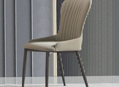 Gray upholstered chair modern dining room seating furniture designer single seater new