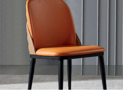 Orange Chair Dining room Furniture Designer Single Seater Wood Textile Chairs