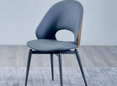 Gray single seater designer dining room upholstered chairs luxury wood furniture new