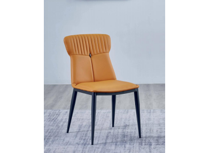 Brown Dining Chairs Designer Imitation Leather Single Seater Noble Wooden Chairs