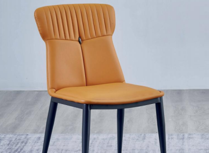 Brown Dining Chairs Designer Imitation Leather Single Seater Noble Wooden Chairs