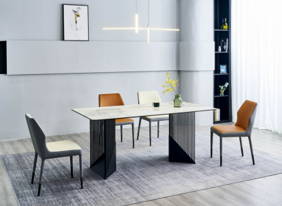 Modern Dining room Furniture Designer Dining set 4x upholstered chairs Dining table