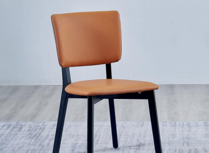 Orange-Black Single Seater Luxury Dining Room Chair Upholstery Wood Furniture