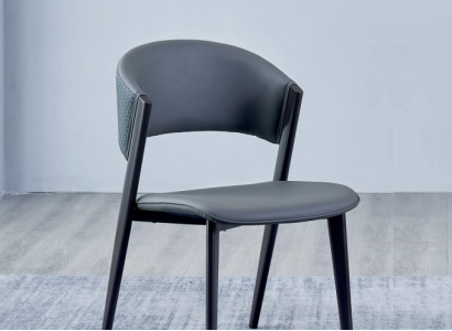 Gray leather chair Noble dining chairs Upholstery single seater wooden chairs