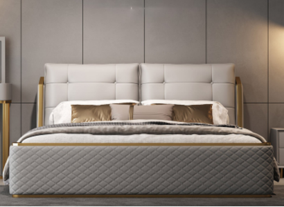 Designer White Bedroom Bed Luxury Double Beds Wooden Frame Modern