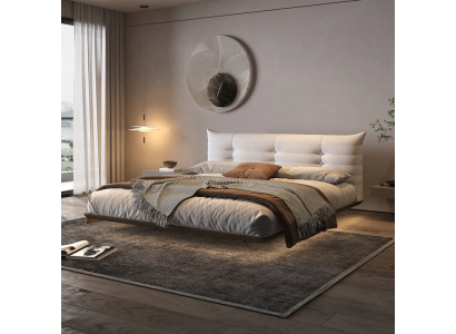 White Bedroom Bed Designer Wall Bed LED Beds Wooden Frame Furniture