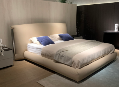 Beige Modern Double bed Designer Bed Bedroom Furniture Wooden Frame