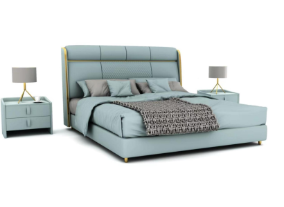 Bedroom Blue's Double bed Designer Beds Wooden Frame Luxury Furniture