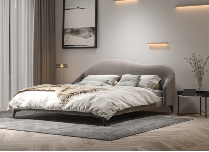Gray Textile Bed Bedroom Beds Luxury Double Beds Stylish Furniture