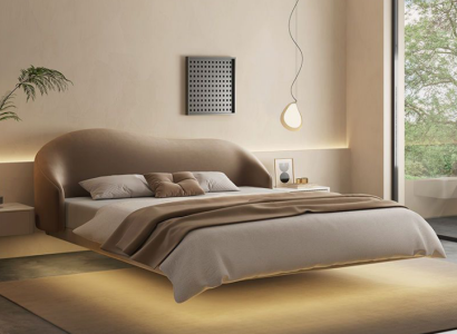 Beige Wall Bed Designer Bedroom Beds Luxury Double Beds Wood
