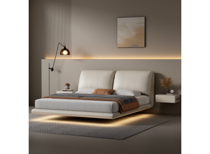 White Wall Bed Bedroom Designer Wooden Frame Furniture Double Beds