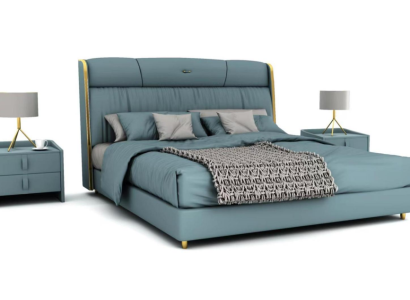 Blue's Bedroom Double bed Designer Furniture LED Bed Wood Textile Beds