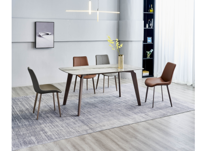 Dining room Furniture Designer Rectangular Table 4x Upholstered Chairs Luxury 5pcs
