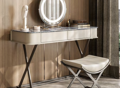 Beige Dressing table Design Bedroom Furniture Luxury Wood Dressing tables